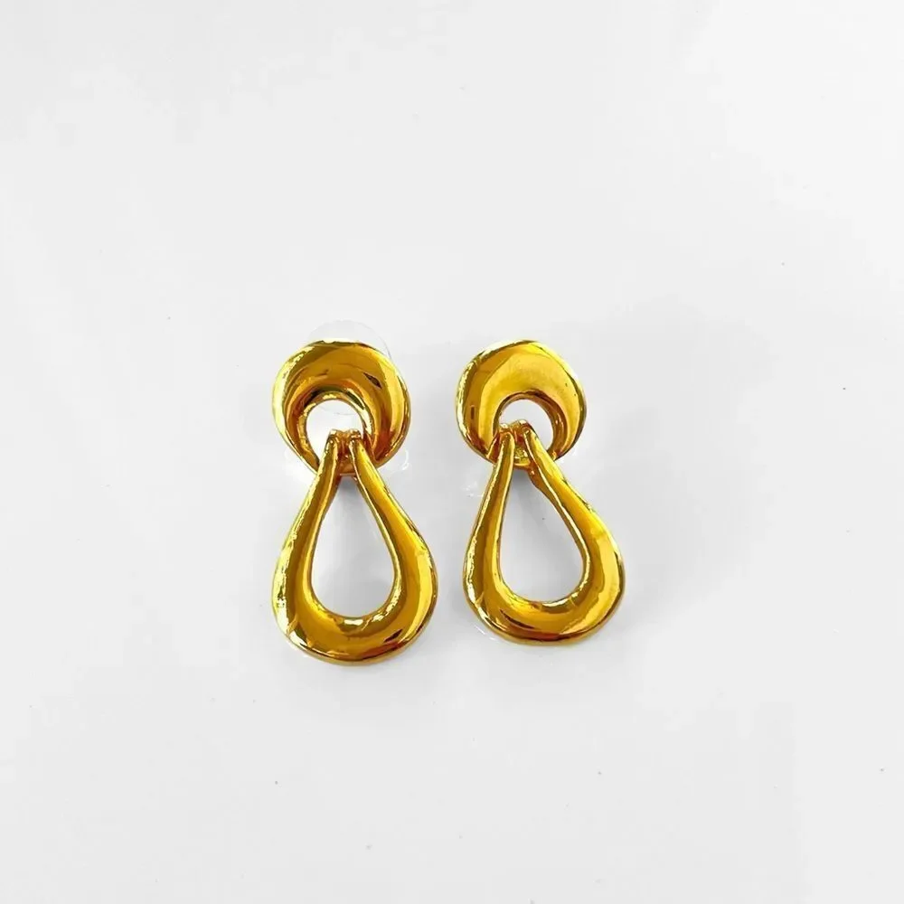 Vintage Gold Door Knocker Dangle Drop Earrings